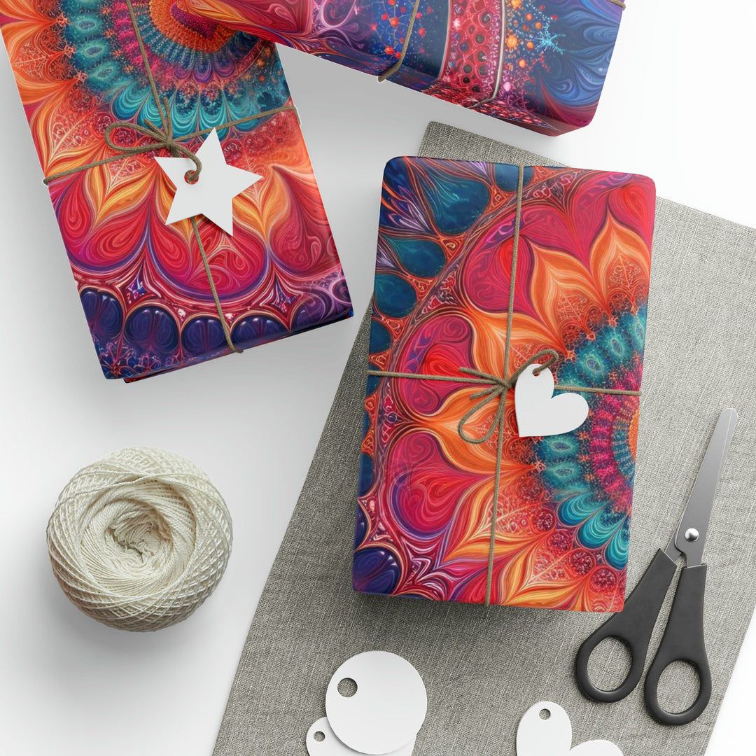 Vibrant Spiral Mandala - Wrapping Paper - Home Decor - g(0D·IO) - 30'' x 72'' - Matte -