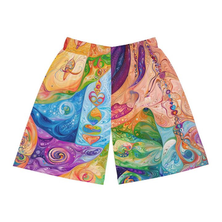 Vibrant Swirl Fantasy - AOP Basketball Shorts - All Over Prints - g(0D·IO) - Seam thread color automatically matched to design - XS -