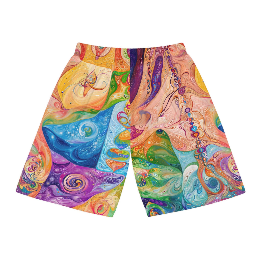 Vibrant Swirl Fantasy - AOP Basketball Shorts - All Over Prints - g(0D·IO) - Seam thread color automatically matched to design - XS -