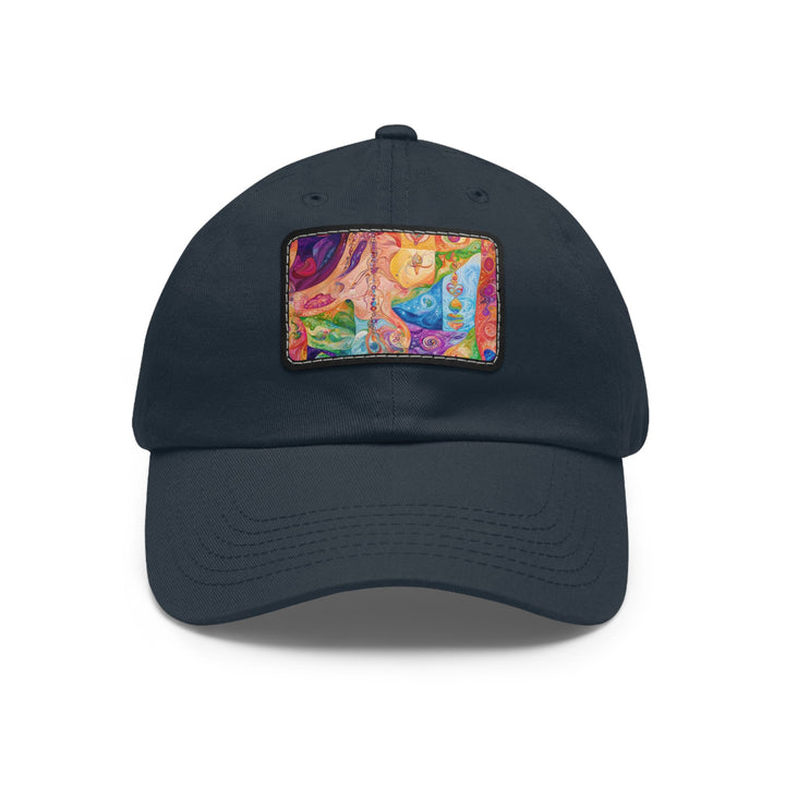 Vibrant Swirl Fantasy - Dad Hat - Hats - g(0D·IO) - Navy / Black patch - Rectangle - One size