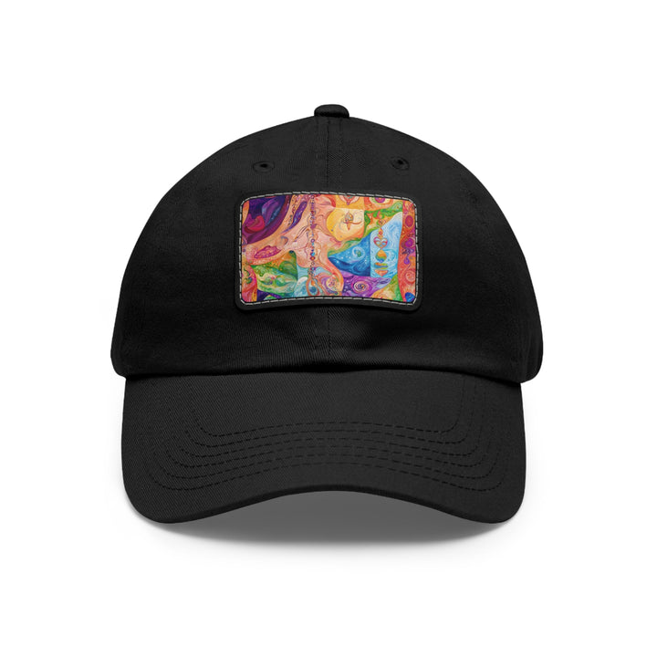 Vibrant Swirl Fantasy - Dad Hat - Hats - g(0D·IO) - Black / Black patch - Rectangle - One size