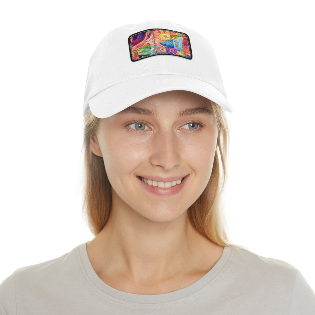 Vibrant Swirl Fantasy - Dad Hat - Hats - g(0D·IO) - White / Black patch - Rectangle - One size