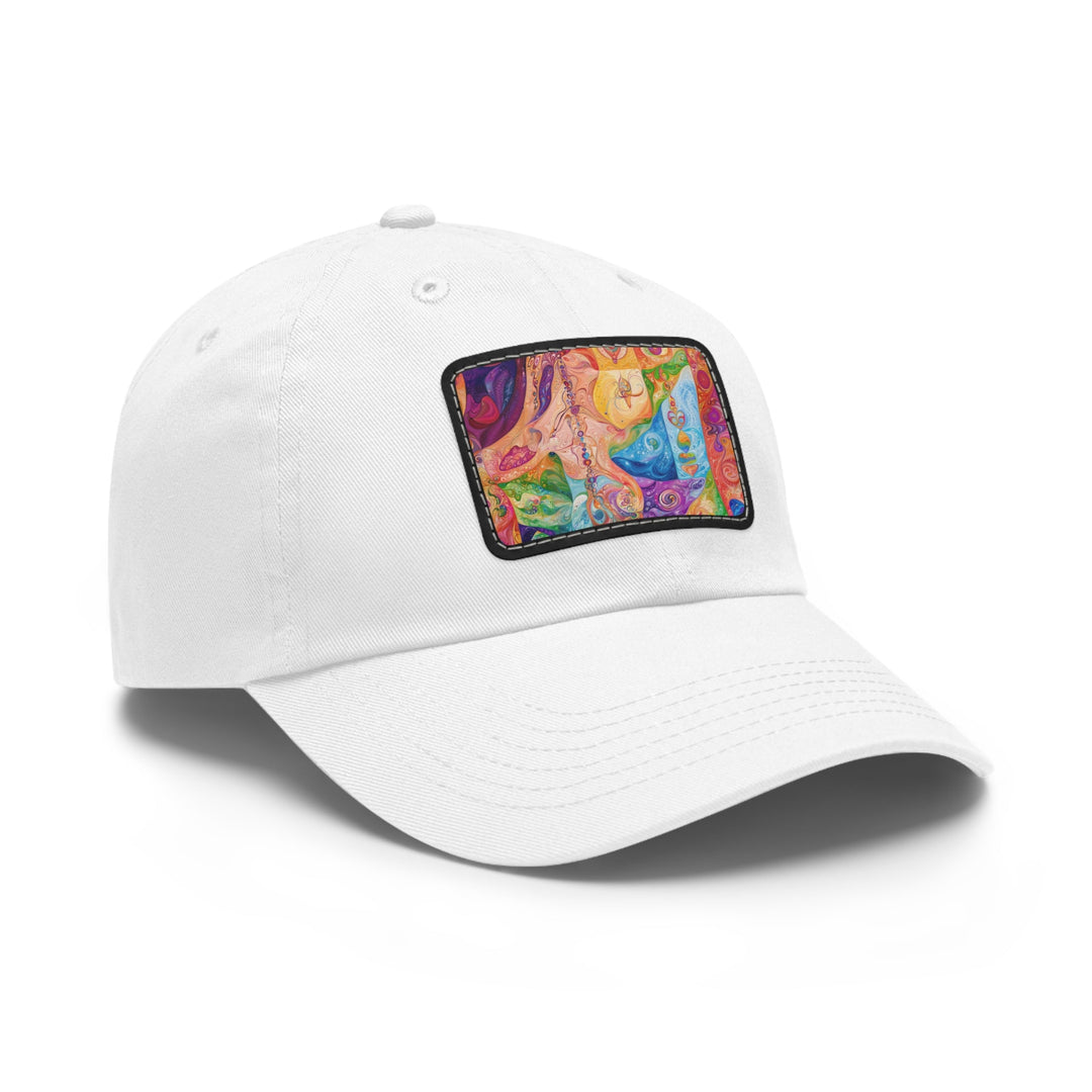 Vibrant Swirl Fantasy - Dad Hat - Hats - g(0D·IO) - White / Black patch - Rectangle - One size