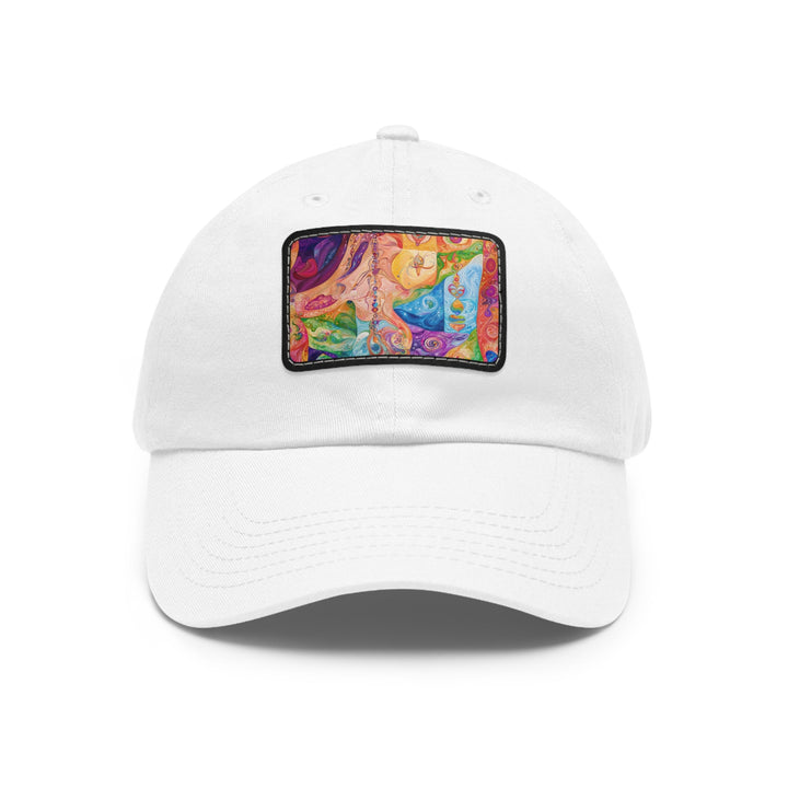 Vibrant Swirl Fantasy - Dad Hat - Hats - g(0D·IO) - White / Black patch - Rectangle - One size