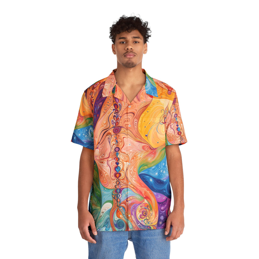 Vibrant Swirl Fantasy - Men's Hawaiian Shirt - All Over Prints - g(0D·IO) - S - Black -