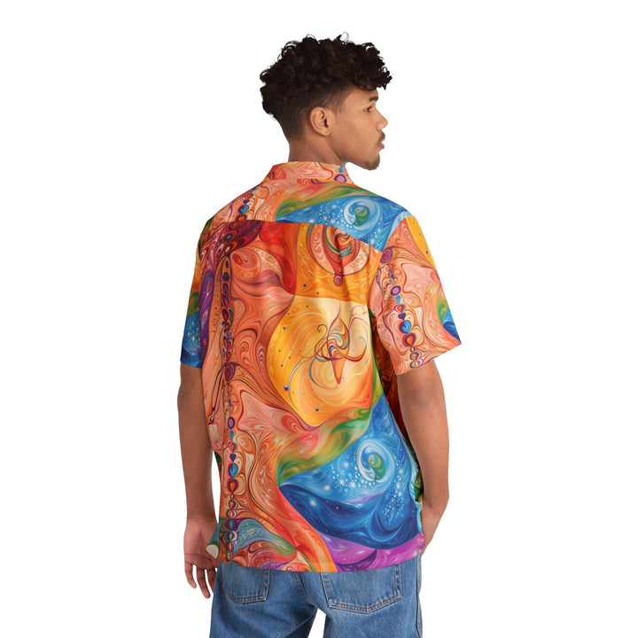 Vibrant Swirl Fantasy - Men's Hawaiian Shirt - All Over Prints - g(0D·IO) - S - Black -