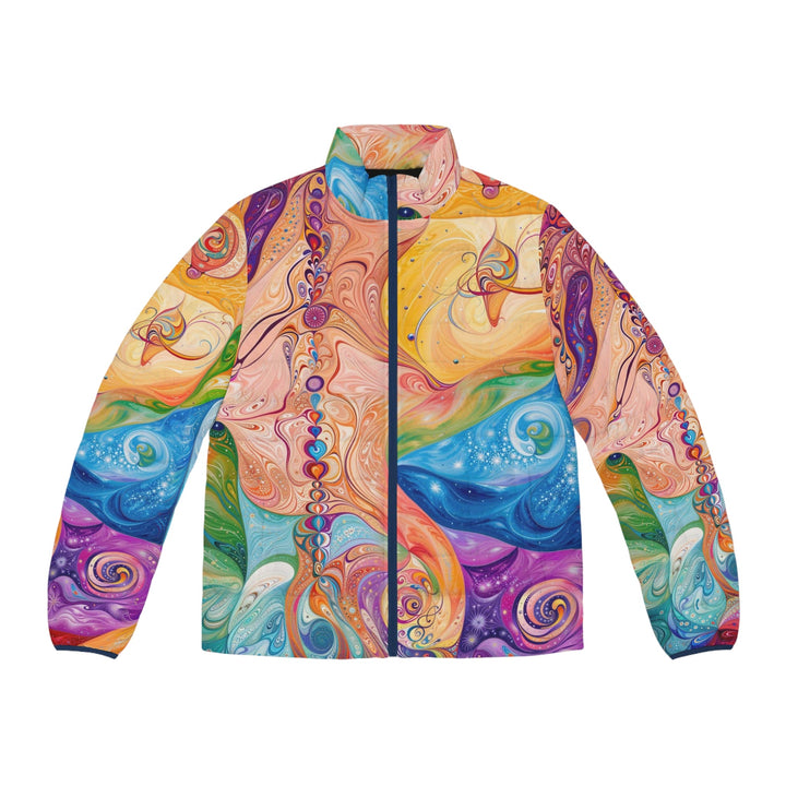 Vibrant Swirl Fantasy - Puffer Jacket - All Over Prints - g(0D·IO) - S - Dark blue zipper -