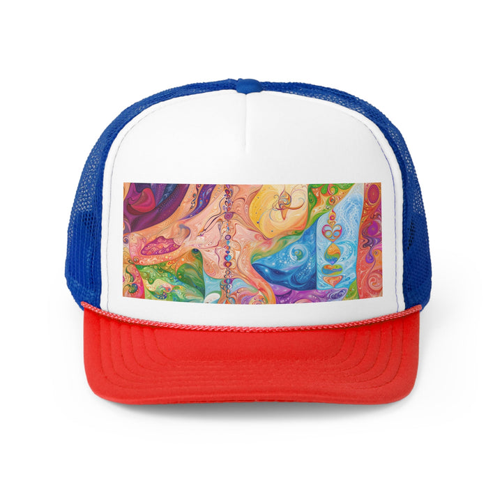 Vibrant Swirl Fantasy - Trucker Hat - Hats - g(0D·IO) - Blue/Red - One size -