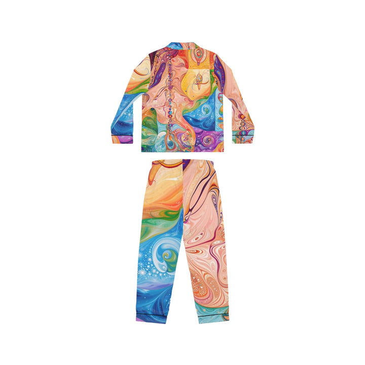 Vibrant Swirl Fantasy - Women's Satin Pajamas - All Over Prints - g(0D·IO) - XS/S - Black -