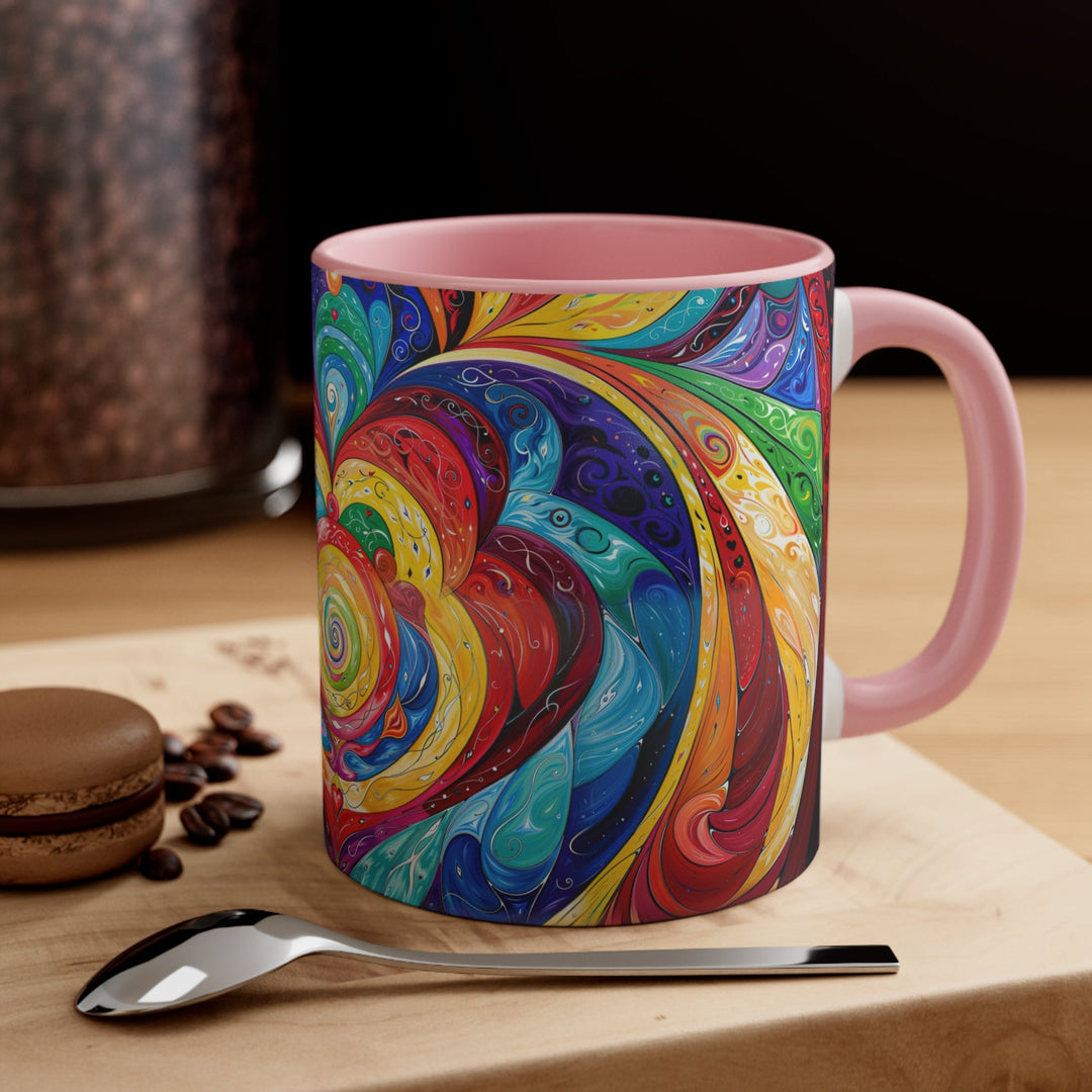 Vibrant Swirling Emotions - Accent Coffee Mug - Mug - g(0D·IO) - Pink - 11oz -