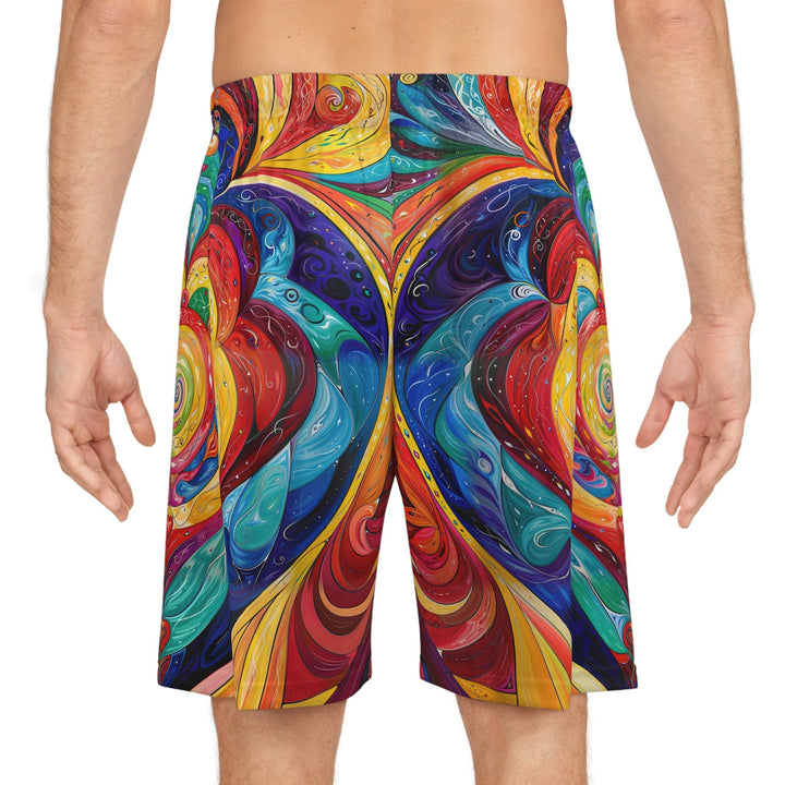 Vibrant Swirling Emotions - AOP Basketball Shorts - All Over Prints - g(0D·IO) - Seam thread color automatically matched to design - XS -