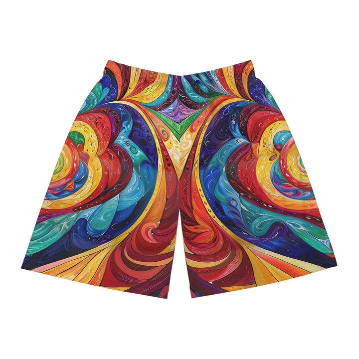 Vibrant Swirling Emotions - AOP Basketball Shorts - All Over Prints - g(0D·IO) - Seam thread color automatically matched to design - XS -