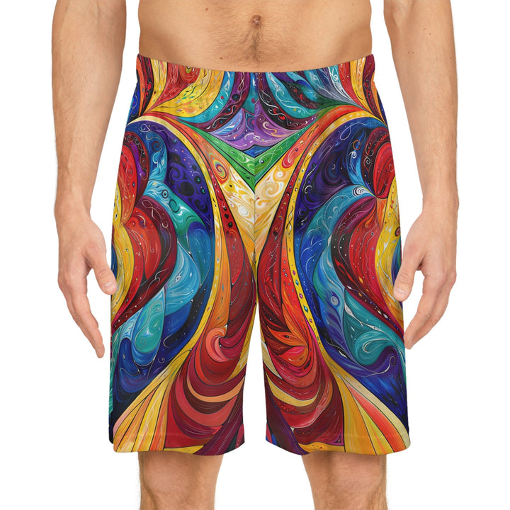 Vibrant Swirling Emotions - AOP Basketball Shorts - All Over Prints - g(0D·IO) - Seam thread color automatically matched to design - XS -