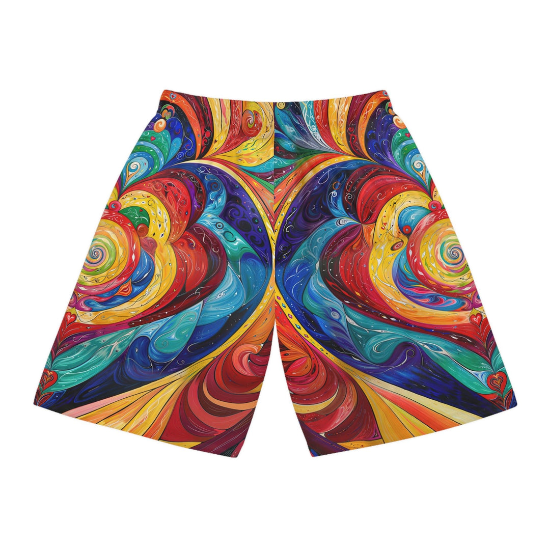 Vibrant Swirling Emotions - AOP Basketball Shorts - All Over Prints - g(0D·IO) - Seam thread color automatically matched to design - XS -