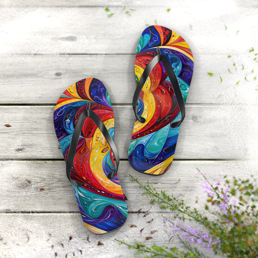 Vibrant Swirling Emotions - Flip Flops - Shoes - g(0D·IO) - XL - Black sole -