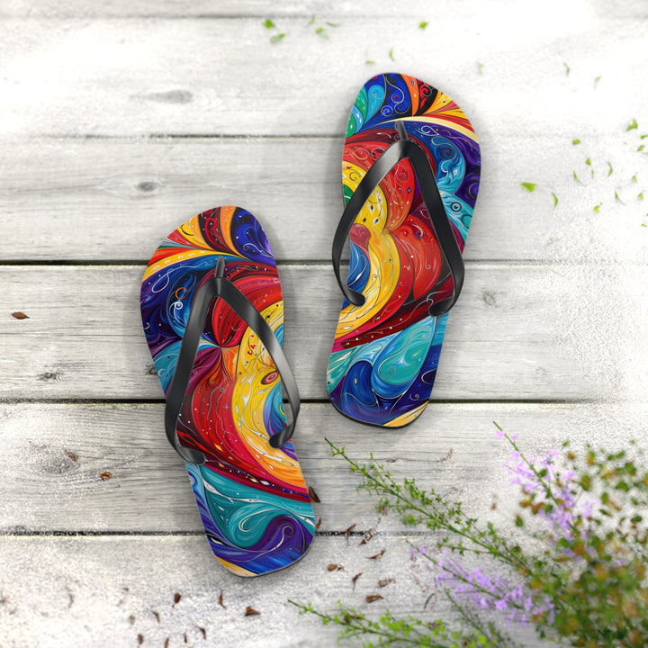 Vibrant Swirling Emotions - Flip Flops - Shoes - g(0D·IO) - XL - Black sole -