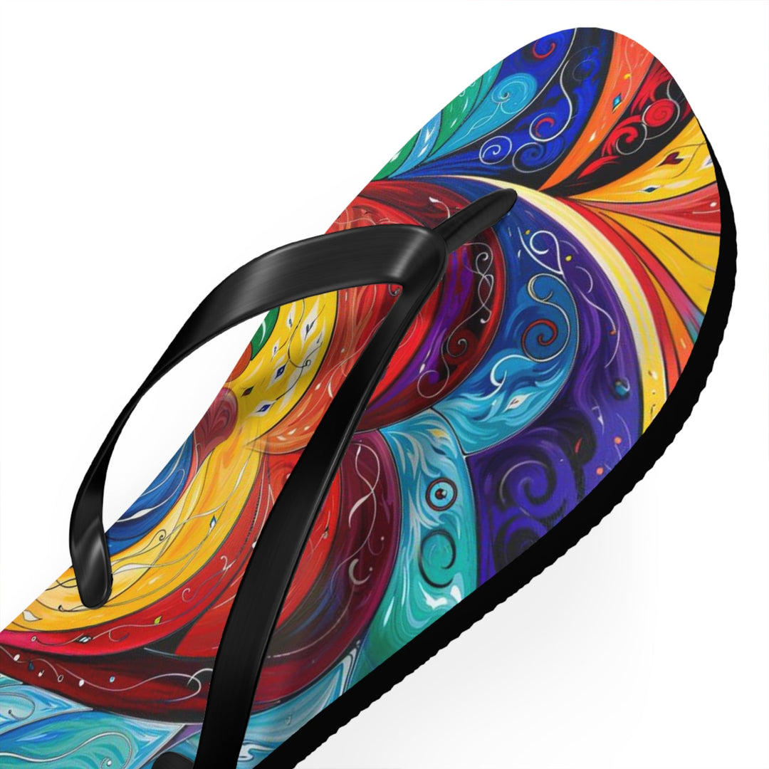 Vibrant Swirling Emotions - Flip Flops - Shoes - g(0D·IO) - XL - Black sole -