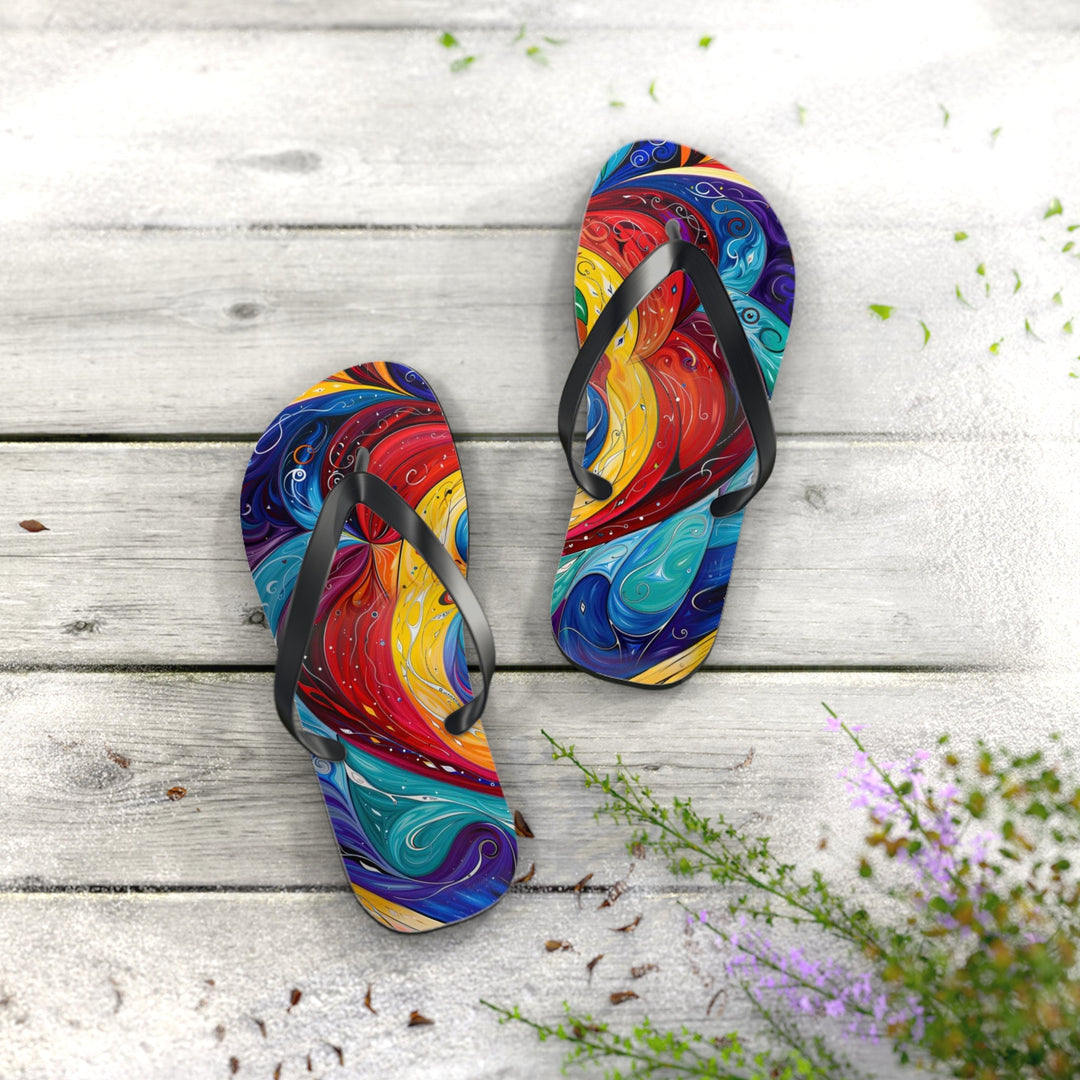 Vibrant Swirling Emotions - Flip Flops - Shoes - g(0D·IO) - XL - Black sole -