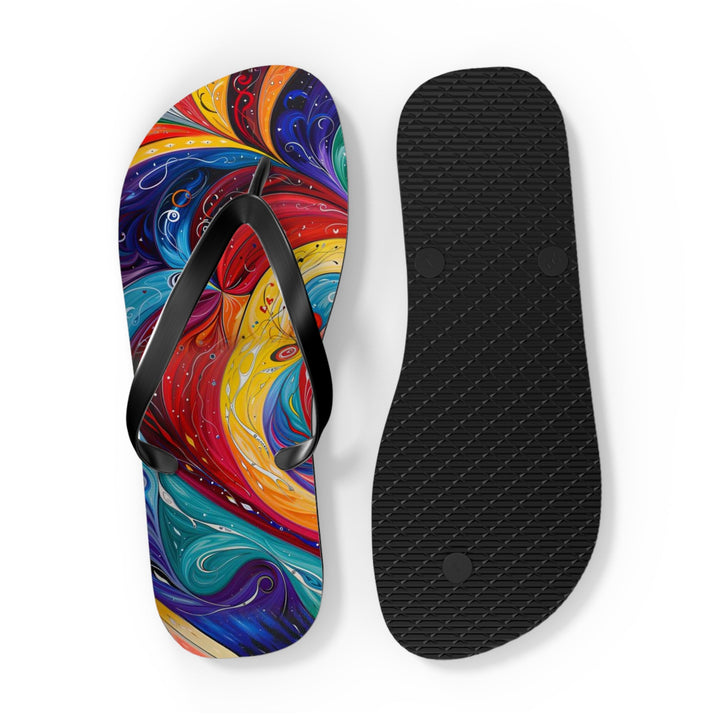 Vibrant Swirling Emotions - Flip Flops - Shoes - g(0D·IO) - XL - Black sole -