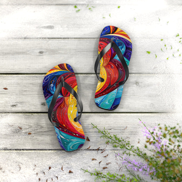 Vibrant Swirling Emotions - Flip Flops - Shoes - g(0D·IO) - XL - Black sole -