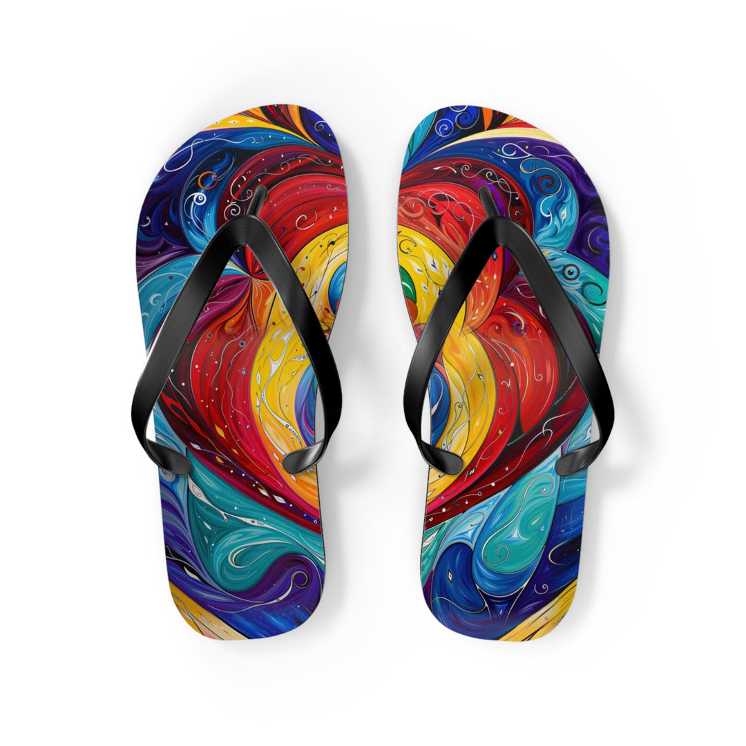 Vibrant Swirling Emotions - Flip Flops - Shoes - g(0D·IO) - M - Black sole -