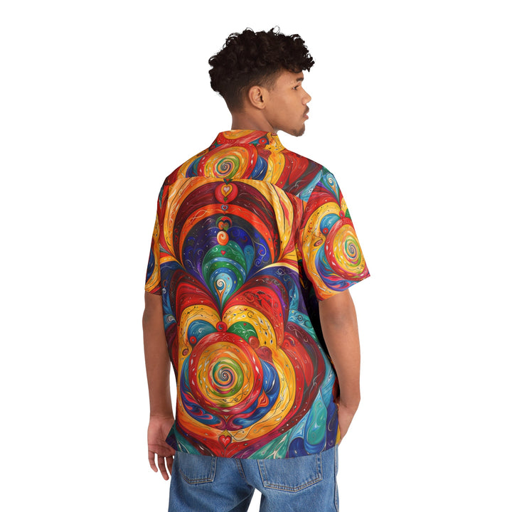 Vibrant Swirling Emotions - Men's Hawaiian Shirt - All Over Prints - g(0D·IO) - S - Black -