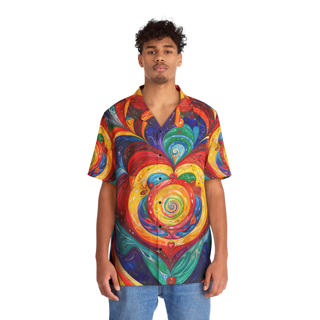 Vibrant Swirling Emotions - Men's Hawaiian Shirt - All Over Prints - g(0D·IO) - S - Black -