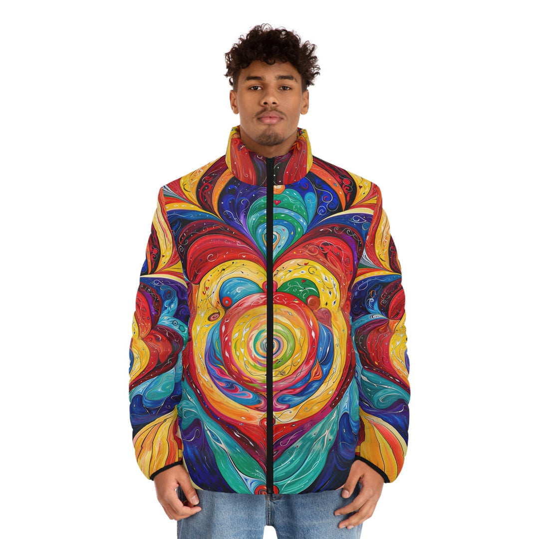 Vibrant Swirling Emotions - Puffer Jacket - All Over Prints - g(0D·IO) - S - Black zipper -