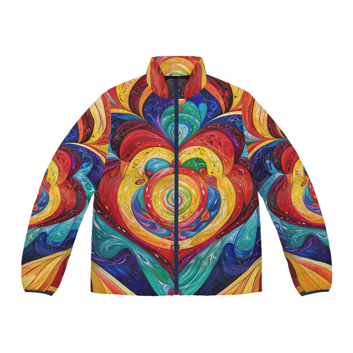 Vibrant Swirling Emotions - Puffer Jacket - All Over Prints - g(0D·IO) - S - Dark blue zipper -