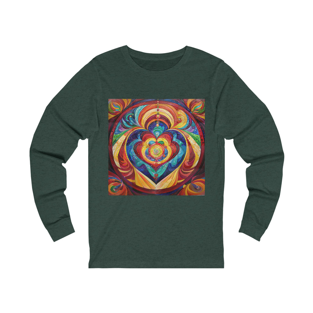 Vibrant Swirling Emotions - Unisex Jersey Long Sleeve Tee - Long-sleeve - g(0D·IO) - S - Heather Forest -