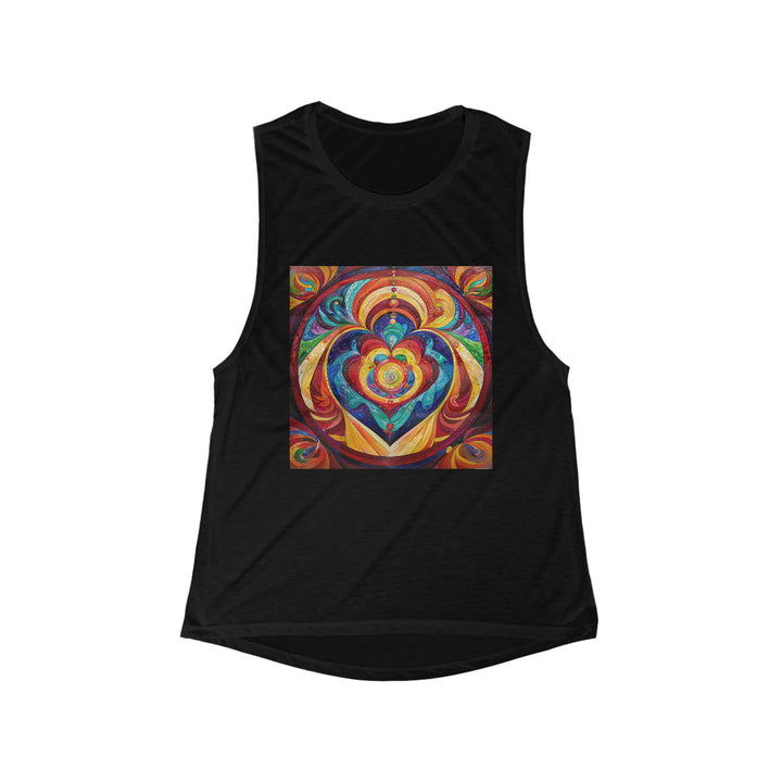 Vibrant Swirling Emotions - Women's Flowy Scoop Muscle Tank - Tank Top - g(0D·IO) - S - Black -