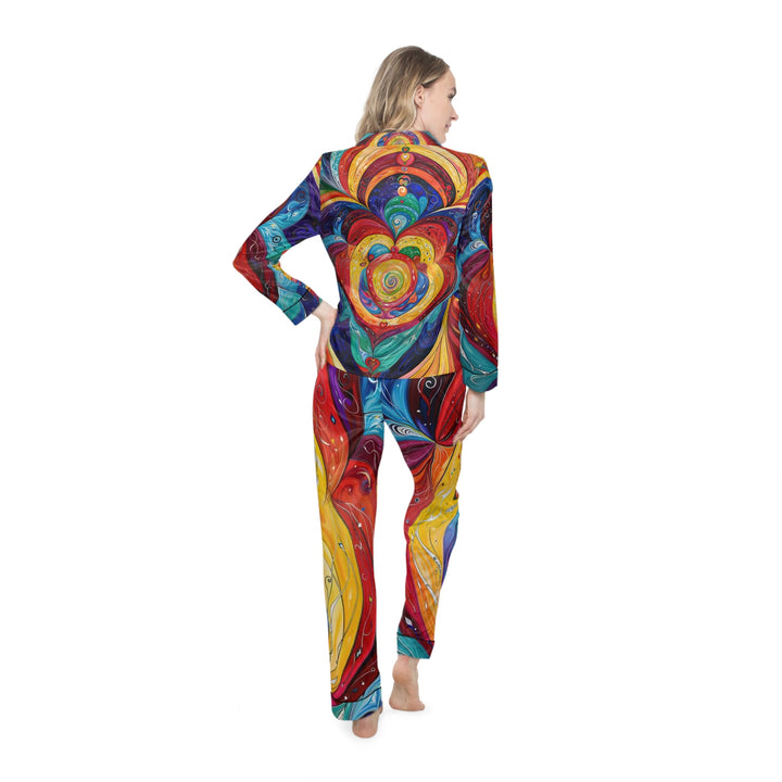 Vibrant Swirling Emotions - Women's Satin Pajamas - All Over Prints - g(0D·IO) - XS/S - Black -