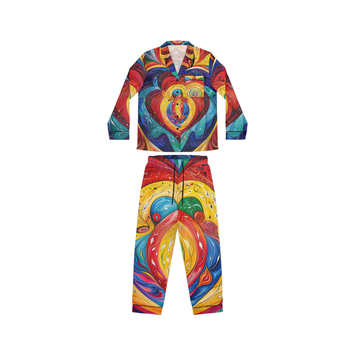 Vibrant Swirling Emotions - Women's Satin Pajamas - All Over Prints - g(0D·IO) - XS/S - Black -