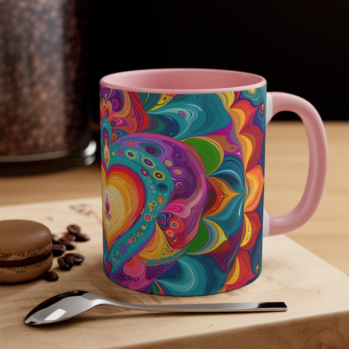 Vibrant Swirling Heart - Accent Coffee Mug - Mug - g(0D·IO) - Pink - 11oz -