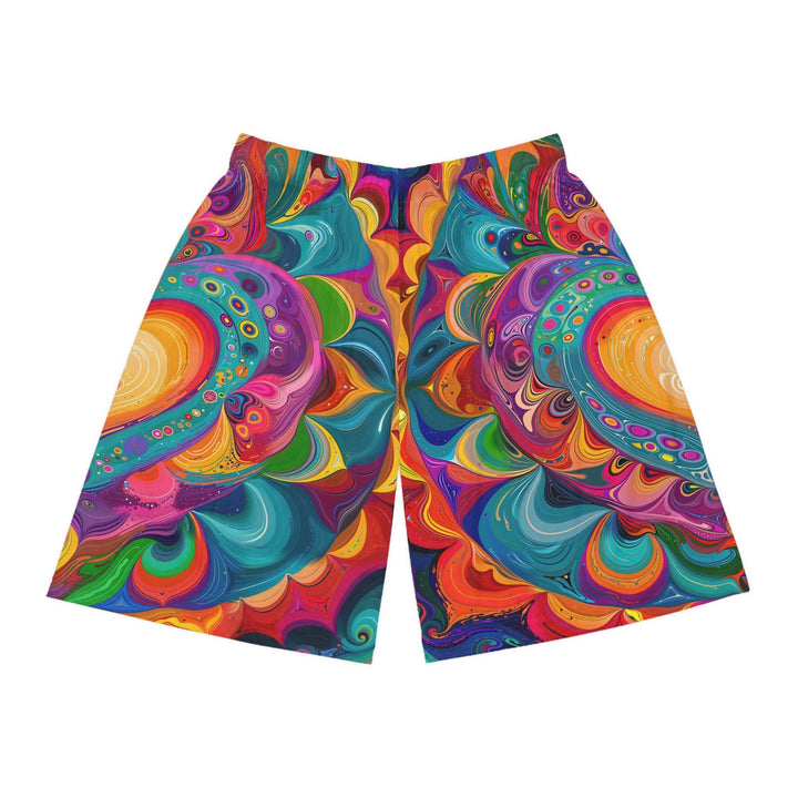 Vibrant Swirling Heart - AOP Basketball Shorts - All Over Prints - g(0D·IO) - Seam thread color automatically matched to design - XS -