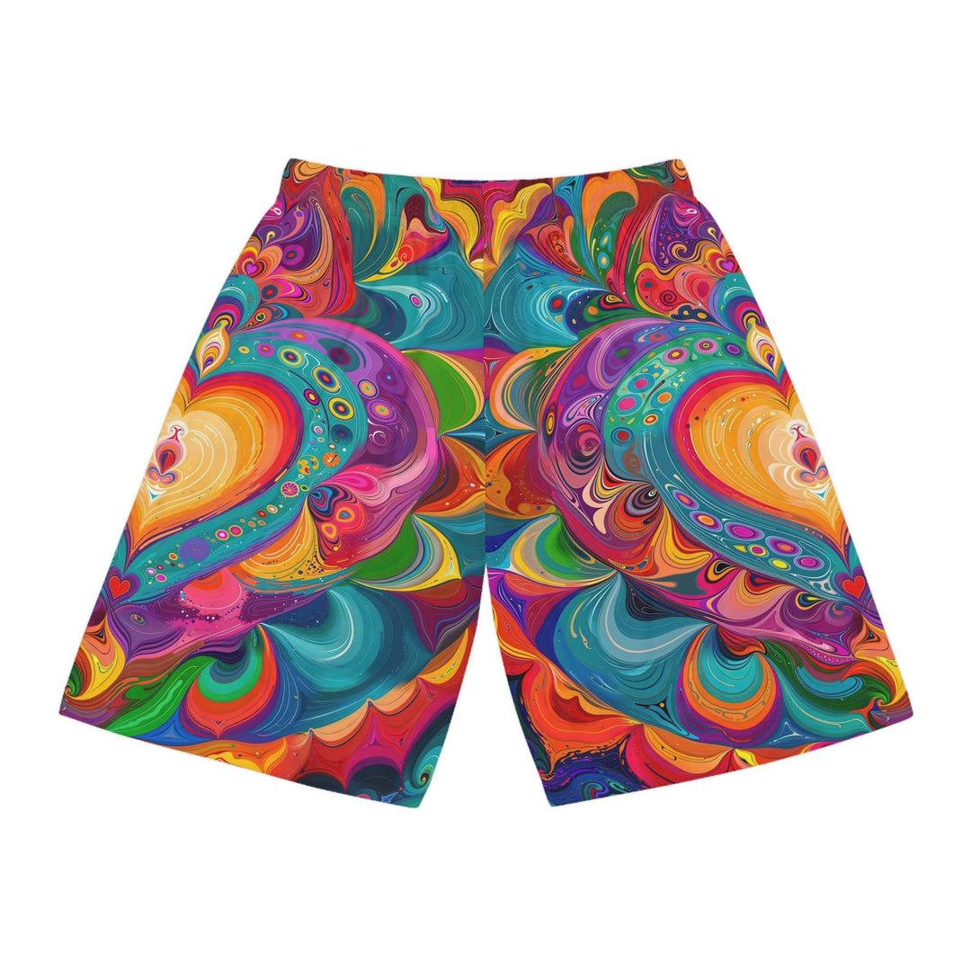 Vibrant Swirling Heart - AOP Basketball Shorts - All Over Prints - g(0D·IO) - Seam thread color automatically matched to design - XS -