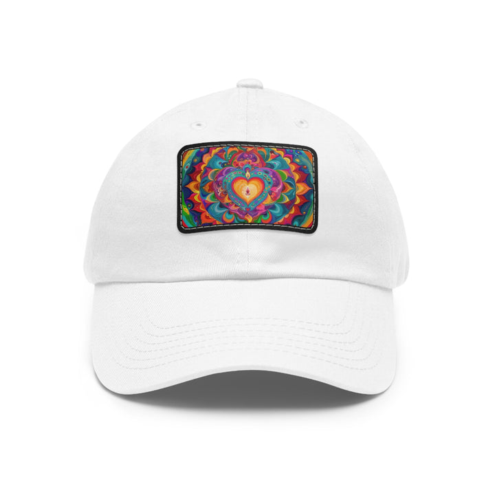 Vibrant Swirling Heart - Dad Hat - Hats - g(0D·IO) - White / Black patch - Rectangle - One size