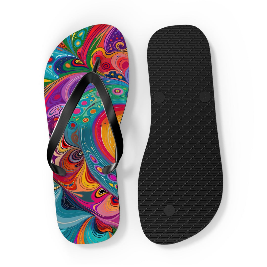 Vibrant Swirling Heart - Flip Flops - Shoes - g(0D·IO) - XL - Black sole -