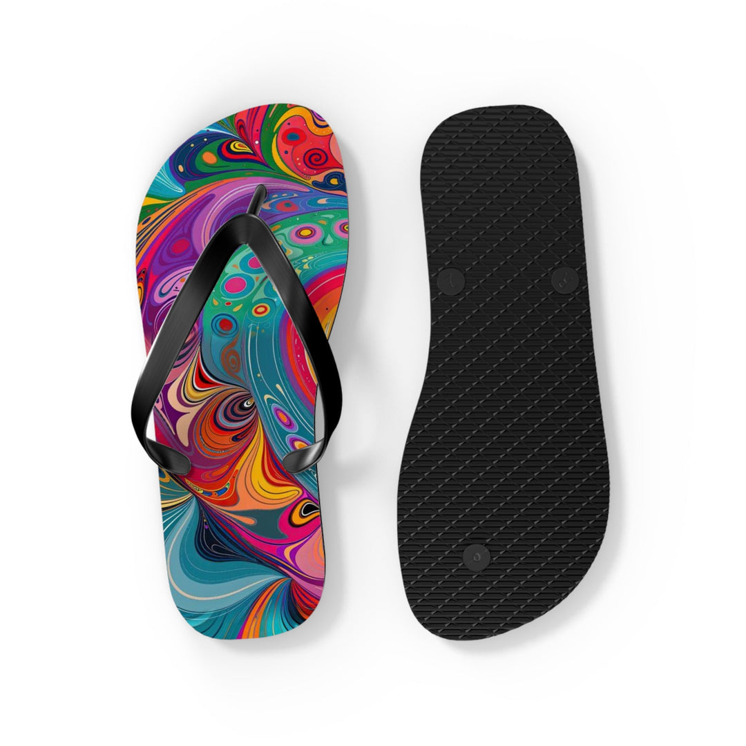 Vibrant Swirling Heart - Flip Flops - Shoes - g(0D·IO) - XL - Black sole -