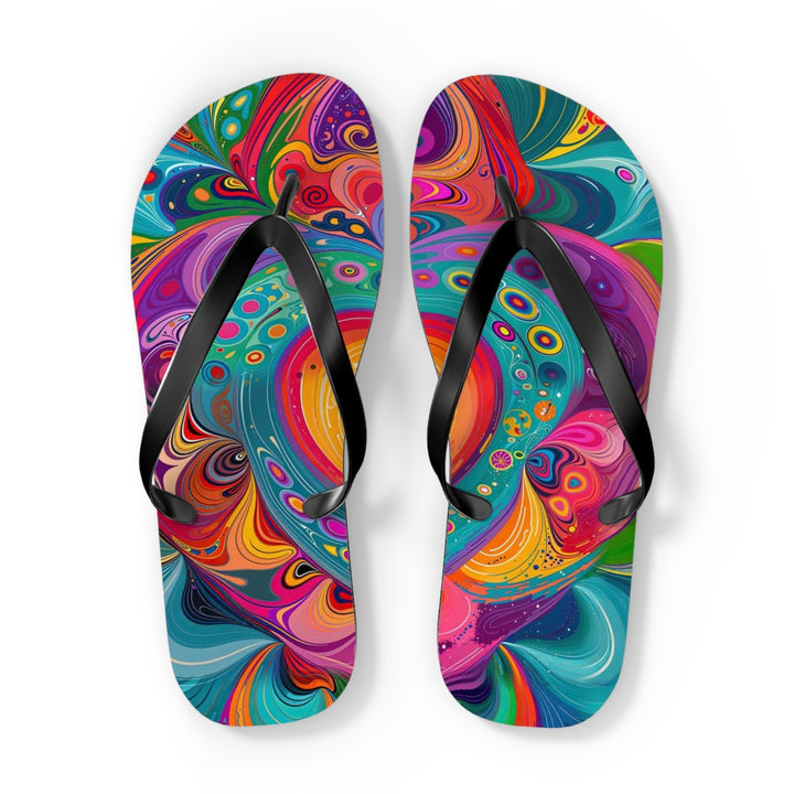 Vibrant Swirling Heart - Flip Flops - Shoes - g(0D·IO) - XL - Black sole -