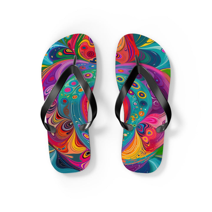 Vibrant Swirling Heart - Flip Flops - Shoes - g(0D·IO) - S - Black sole -