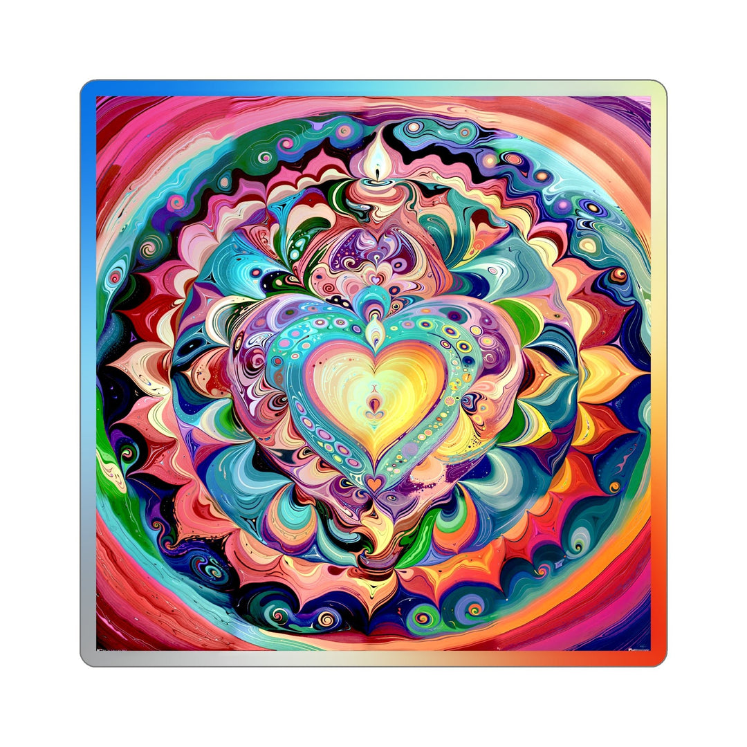 Vibrant Swirling Heart - Holographic Die-Cut Sticker - Paper products - g(0D·IO) - 4" × 4" - Die-Cut - Holographic