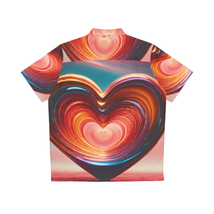 Vibrant Swirling Heart - Men's Hawaiian Shirt - All Over Prints - g(0D·IO) - S - Black -