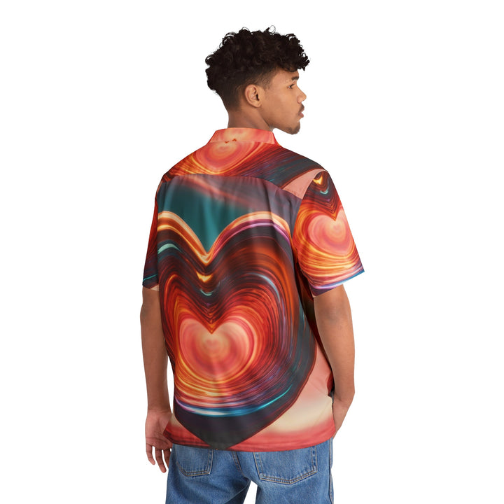 Vibrant Swirling Heart - Men's Hawaiian Shirt - All Over Prints - g(0D·IO) - S - Black -