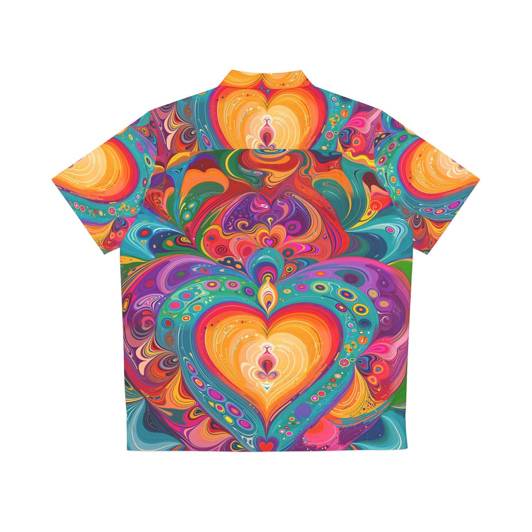 Vibrant Swirling Heart - Men's Hawaiian Shirt - All Over Prints - g(0D·IO) - S - Black -