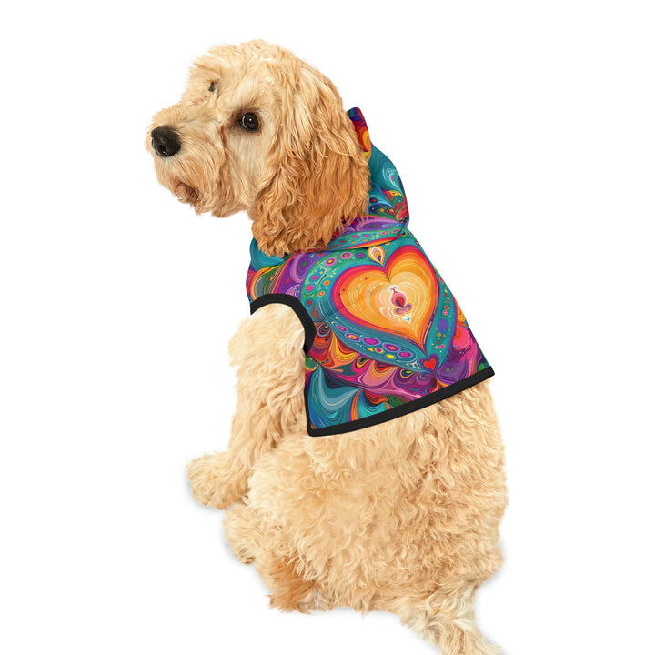 Vibrant Swirling Heart - Pet Hoodie - Pets - g(0D·IO) - XXS - Black Rib -