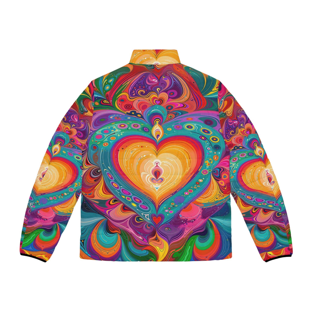 Vibrant Swirling Heart - Puffer Jacket - All Over Prints - g(0D·IO) - S - Black zipper -