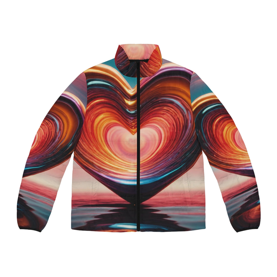 Vibrant Swirling Heart - Puffer Jacket - All Over Prints - g(0D·IO) - S - Black zipper -