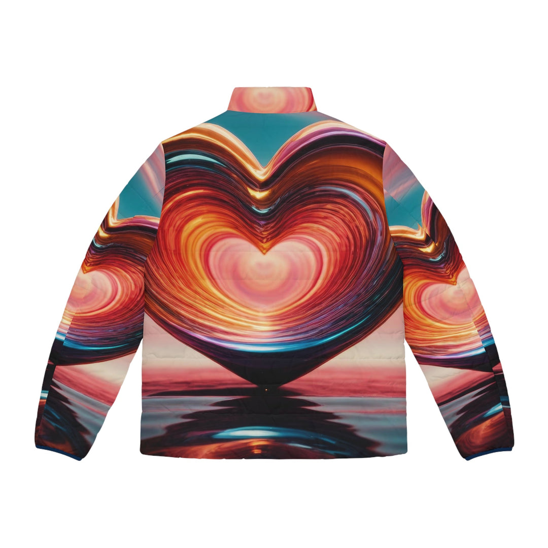 Vibrant Swirling Heart - Puffer Jacket - All Over Prints - g(0D·IO) - S - Black zipper -