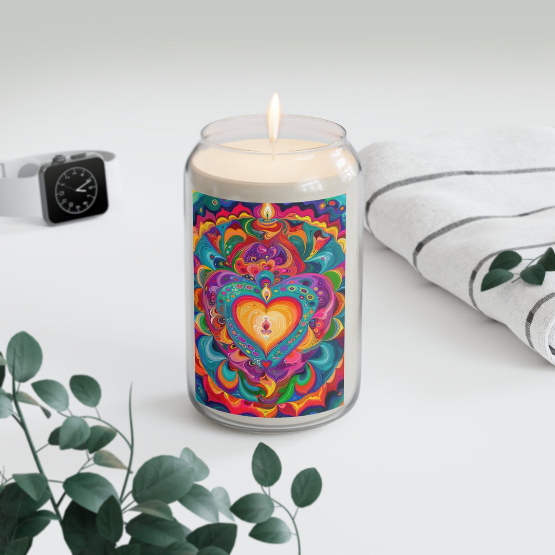 Vibrant Swirling Heart - Scented Candle - Home Decor - g(0D·IO) - Vanilla Bean - 13.75oz -
